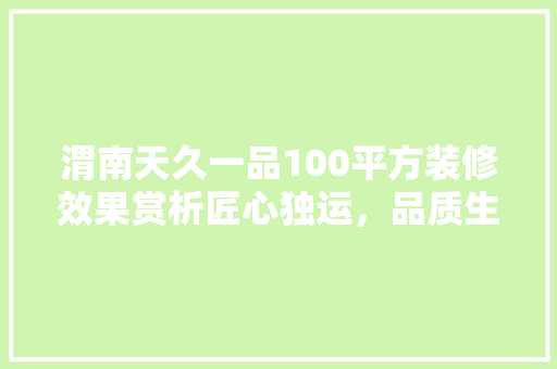 渭南天久一品100平方装修效果赏析匠心独运，品质生活新典范