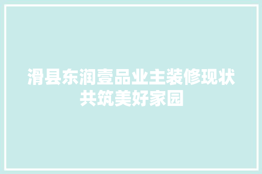 滑县东润壹品业主装修现状共筑美好家园