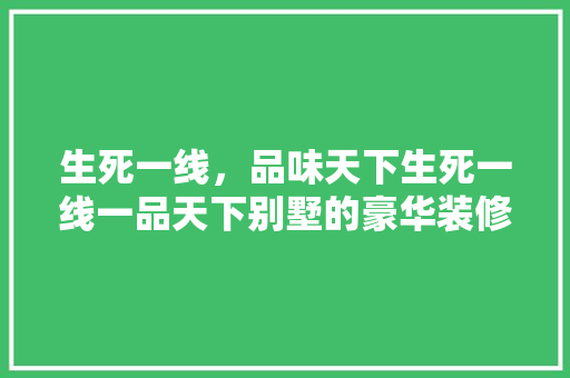 生死一线，品味天下生死一线一品天下别墅的豪华装修