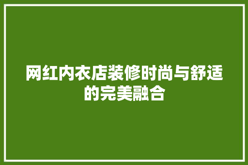 网红内衣店装修时尚与舒适的完美融合