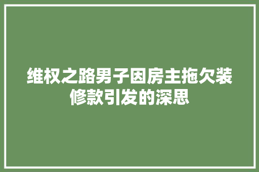 维权之路男子因房主拖欠装修款引发的深思