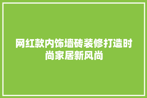 网红款内饰墙砖装修打造时尚家居新风尚