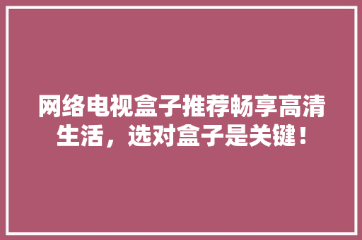 网络电视盒子推荐畅享高清生活，选对盒子是关键！