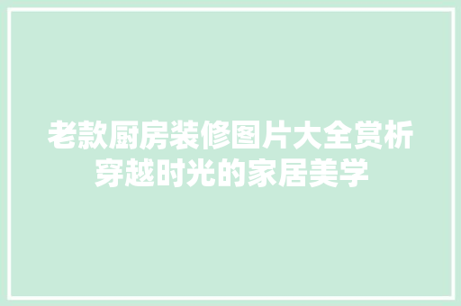 老款厨房装修图片大全赏析穿越时光的家居美学