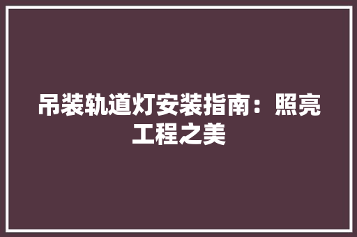 吊装轨道灯安装指南：照亮工程之美 卧室装修