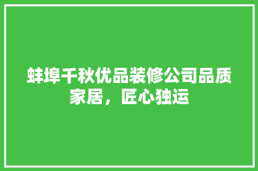 蚌埠千秋优品装修公司品质家居，匠心独运