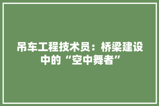 吊车工程技术员：桥梁建设中的“空中舞者” 卧室装修