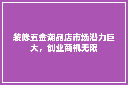 装修五金潮品店市场潜力巨大，创业商机无限