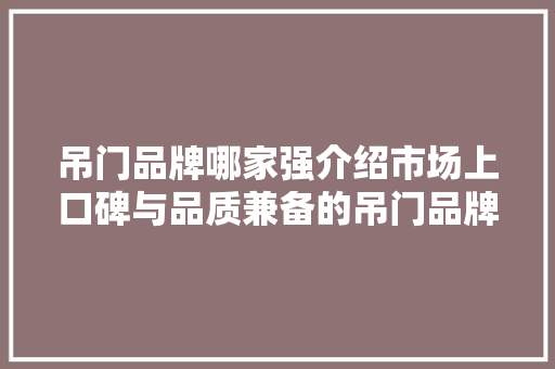 吊门品牌哪家强介绍市场上口碑与品质兼备的吊门品牌 卧室装修
