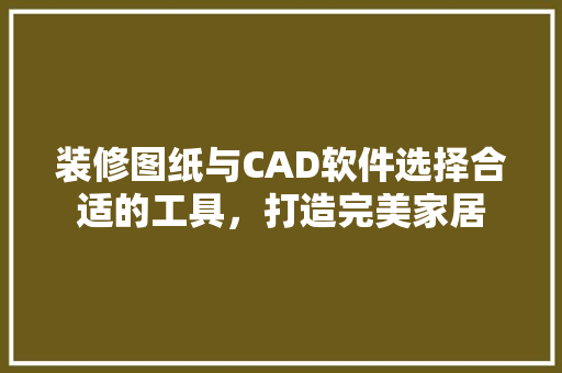 装修图纸与CAD软件选择合适的工具，打造完美家居