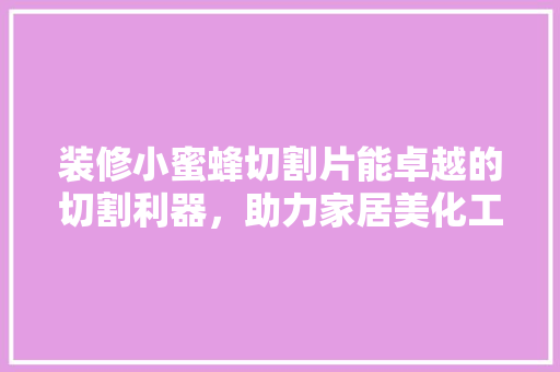 装修小蜜蜂切割片能卓越的切割利器，助力家居美化工程
