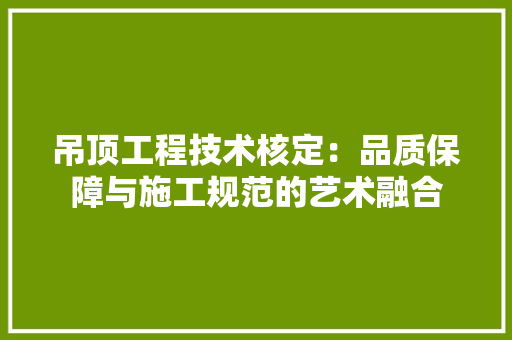 吊顶工程技术核定：品质保障与施工规范的艺术融合 卧室装修