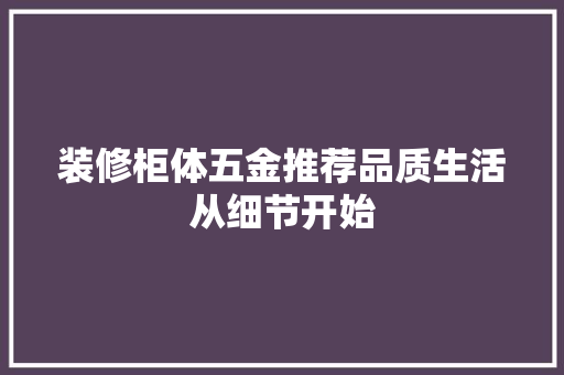装修柜体五金推荐品质生活从细节开始