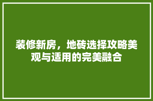 装修新房，地砖选择攻略美观与适用的完美融合