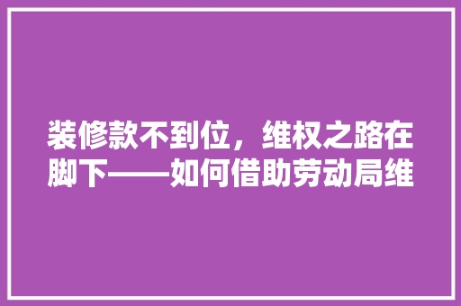 装修款不到位，维权之路在脚下——如何借助劳动局维护自身权益