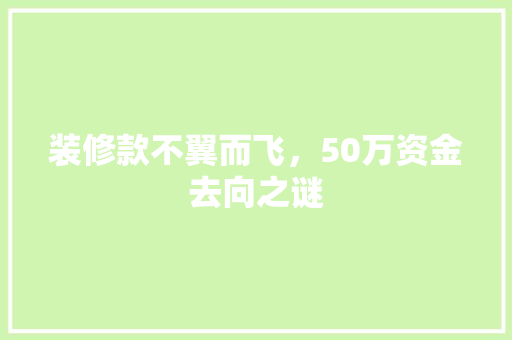 装修款不翼而飞，50万资金去向之谜