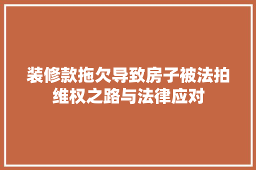 装修款拖欠导致房子被法拍维权之路与法律应对