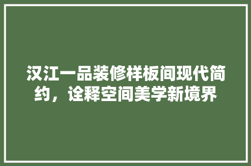 汉江一品装修样板间现代简约，诠释空间美学新境界
