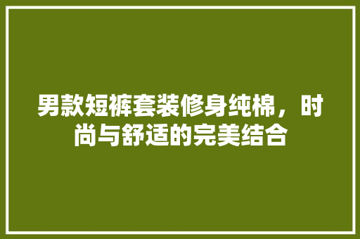 男款短裤套装修身纯棉，时尚与舒适的完美结合