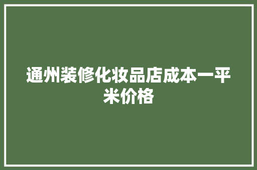 通州装修化妆品店成本一平米价格