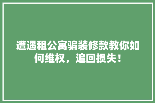 遭遇租公寓骗装修款教你如何维权，追回损失！