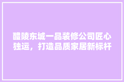 醴陵东城一品装修公司匠心独运，打造品质家居新标杆