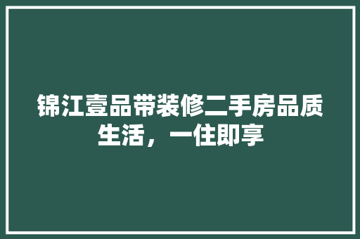 锦江壹品带装修二手房品质生活，一住即享