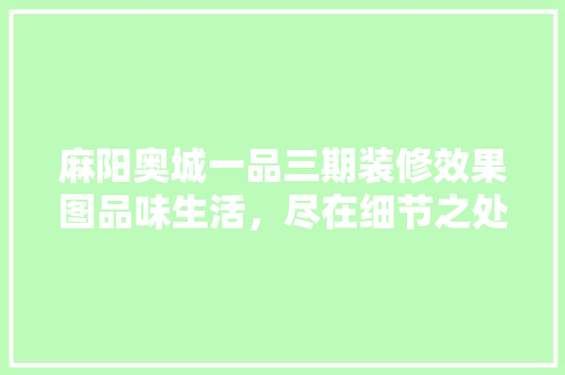 麻阳奥城一品三期装修效果图品味生活，尽在细节之处