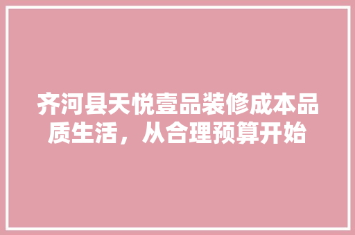 齐河县天悦壹品装修成本品质生活，从合理预算开始