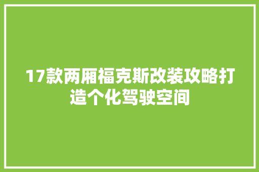 17款两厢福克斯改装攻略打造个化驾驶空间