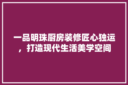 一品明珠厨房装修匠心独运，打造现代生活美学空间