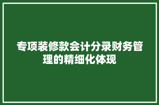 专项装修款会计分录财务管理的精细化体现