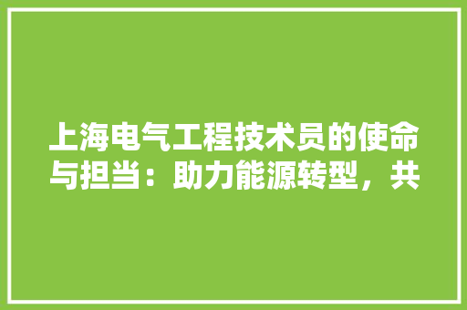 上海电气工程技术员的使命与担当：助力能源转型，共筑绿色未来