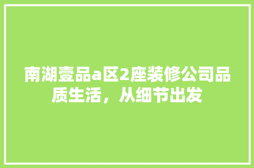 南湖壹品a区2座装修公司品质生活，从细节出发