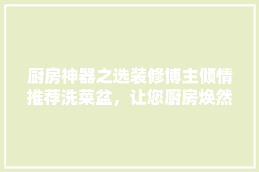 厨房神器之选装修博主倾情推荐洗菜盆，让您厨房焕然一新！