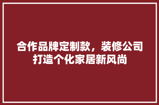 合作品牌定制款，装修公司打造个化家居新风尚