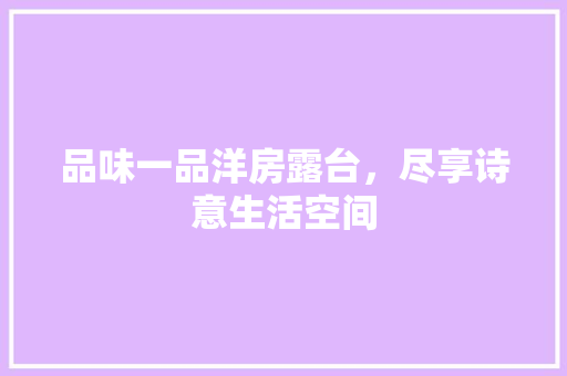 品味一品洋房露台，尽享诗意生活空间