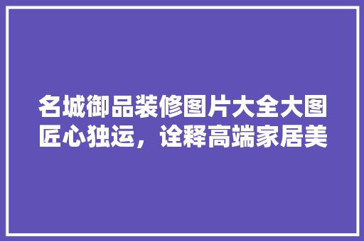 名城御品装修图片大全大图匠心独运，诠释高端家居美学