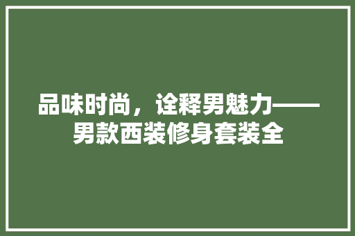 品味时尚，诠释男魅力——男款西装修身套装全 软装设计