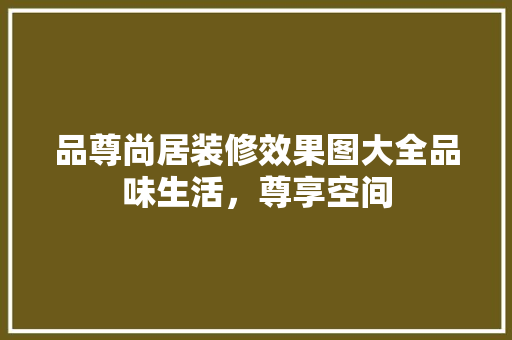 品尊尚居装修效果图大全品味生活，尊享空间