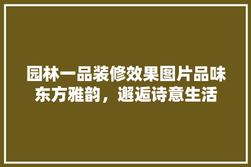 园林一品装修效果图片品味东方雅韵，邂逅诗意生活