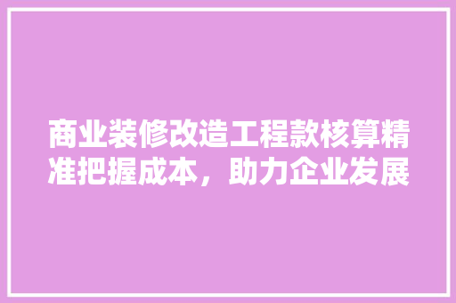 商业装修改造工程款核算精准把握成本，助力企业发展