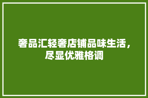 奢品汇轻奢店铺品味生活，尽显优雅格调