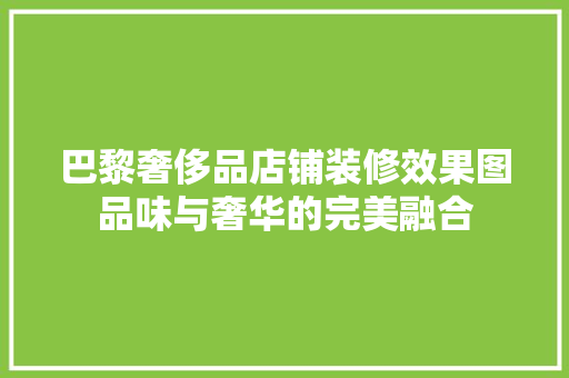 巴黎奢侈品店铺装修效果图品味与奢华的完美融合