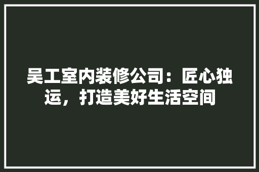 吴工室内装修公司：匠心独运，打造美好生活空间