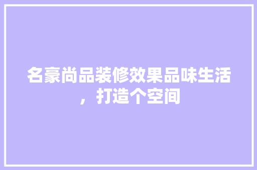 名豪尚品装修效果品味生活，打造个空间