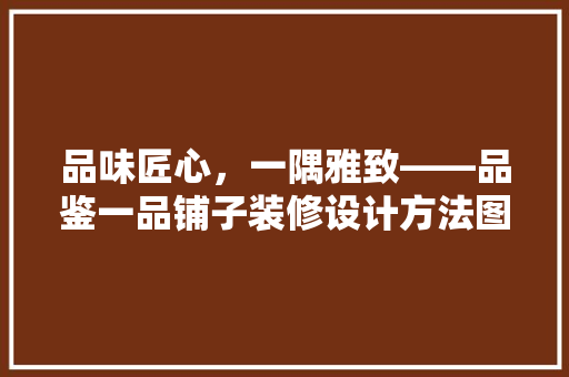 品味匠心，一隅雅致——品鉴一品铺子装修设计方法图