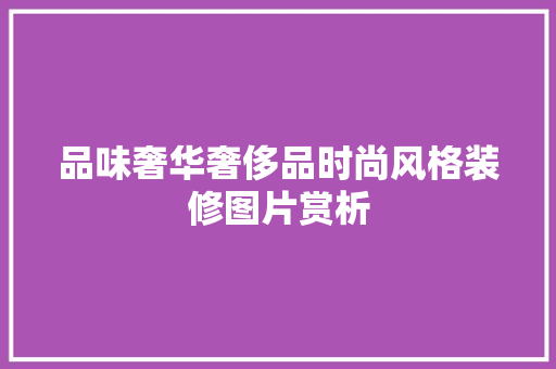 品味奢华奢侈品时尚风格装修图片赏析