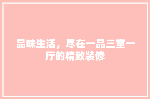 品味生活，尽在一品三室一厅的精致装修