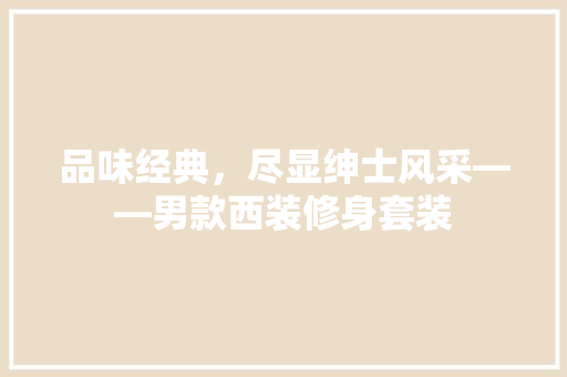 品味经典，尽显绅士风采——男款西装修身套装